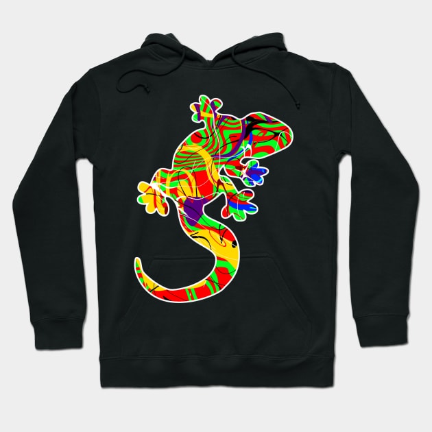 Colorful surreal psychedelic lizard king XI Hoodie by simbamerch